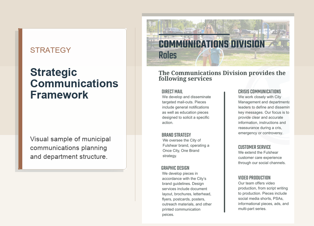 Preview of a municipal strategic communications framework page